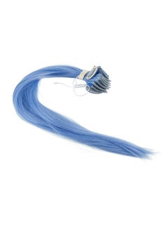 SWACC SWACC 12 Pcs Straight One Color Party Highlights Clip on in Hair Extensions Colored Hair Streak Synthetic Hairpieces (Dull Blue)  - Image 2