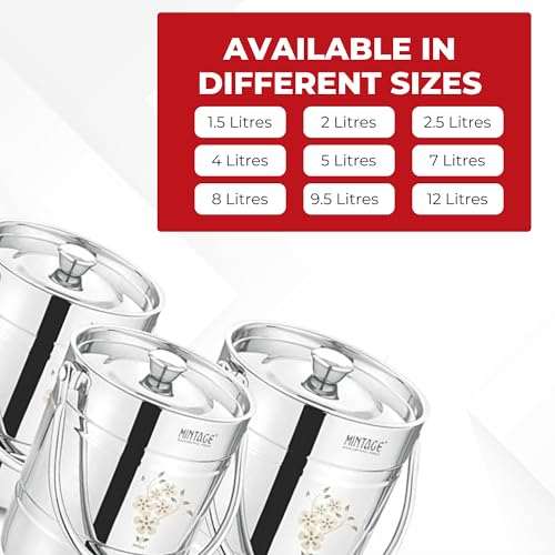 Mintage Milk Barni 1.5+2+2.5 litres Set of 3 | Milk Can/Oil Can | Heavy Body Milk Pot Ghee Container | Steel Milk Can/Barni/Oil Pot with Lid | Milk Storage Can | Milk Dolchi - Image 3