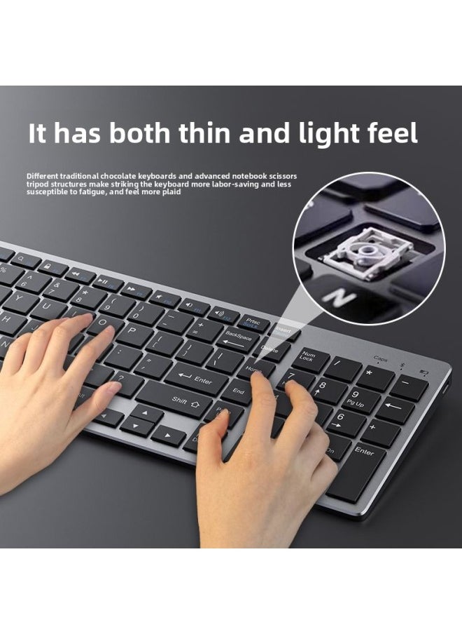 Generic - Forerunner Wireless Bluetooth Keyboard And Mouse Set Laptop Office Typing Quiet Charging Keyboard And Mouse-Color:Metal Silver [Bluetooth Wireless-mouse Set] Full Size-rechargeable - Image 1