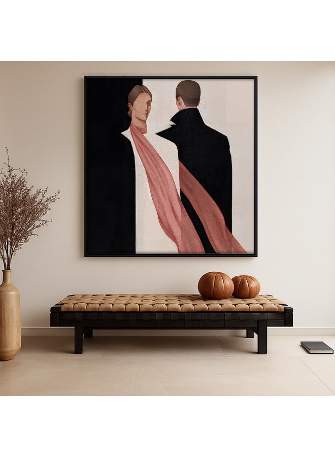 ماركتنا لوحة قماشية مربعة بتصميم تجريدي مع برواز مجوف بمقاس 50×50 سم - Image 2