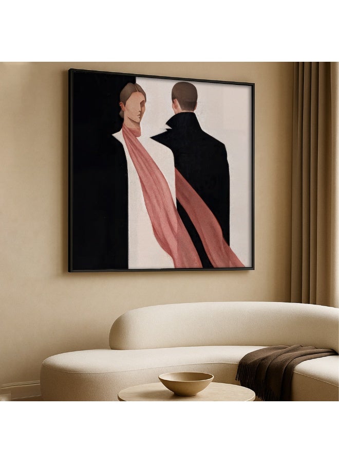 ماركتنا لوحة قماشية مربعة بتصميم تجريدي مع برواز مجوف بمقاس 50×50 سم - Image 1