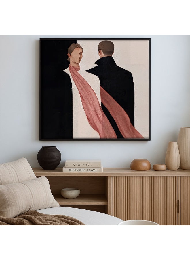 ماركتنا لوحة قماشية مربعة بتصميم تجريدي مع برواز مجوف بمقاس 50×50 سم - Image 3