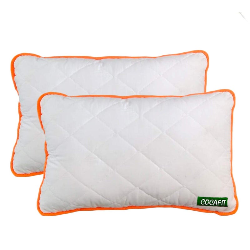Coca Industries Hi Flipper Orange Border Quilt Pillow Pack of 2 17 x 27inch White - Image 1