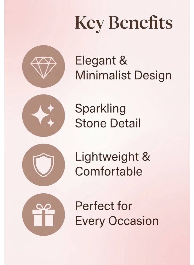R.C.E Accessories Minimalist Silver Stone Earrings for Women & Girls - Classic Sparkling Design, Elegant Earing for Women, Stylish Fashion Jewelry for Everyday Wear - Image 4