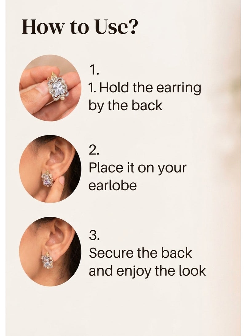 R.C.E Accessories Minimalist Silver Stone Earrings for Women & Girls - Classic Sparkling Design, Elegant Earing for Women, Stylish Fashion Jewelry for Everyday Wear - Image 3