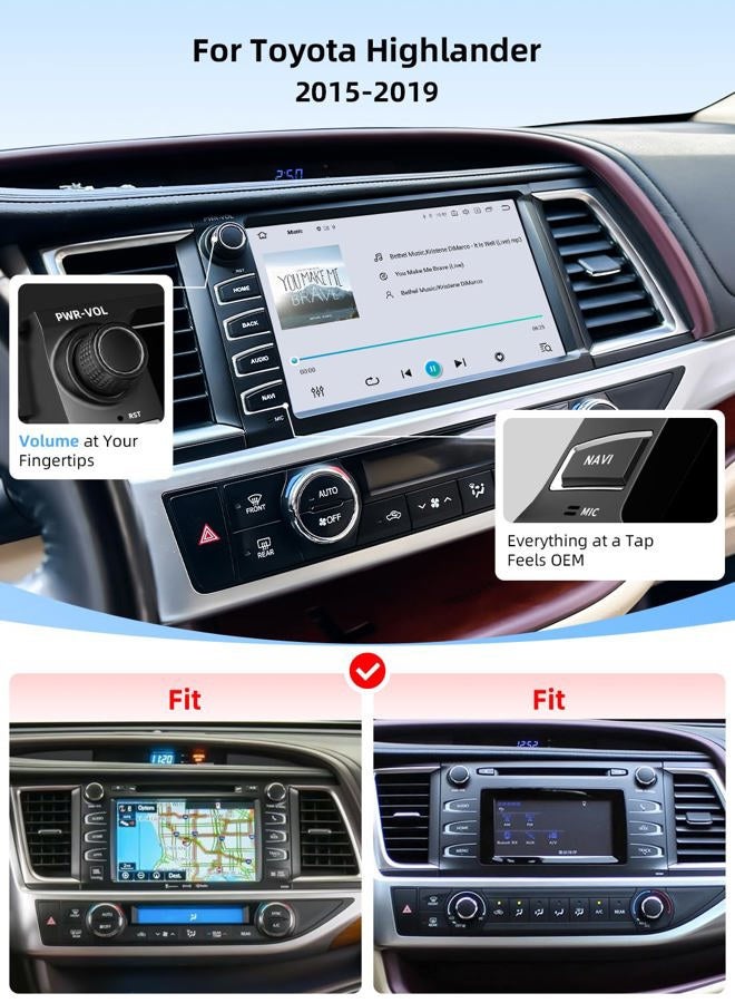 Dasaita 8GB+256GB Head Unit for Toyota Highlander 2015-2019, 10.2" Android 13 Car Stereo with Wireless Apple CarPlay & Android Auto, GPS Navigation, Physical Knobs & Buttons, Plug & Play - Image 2