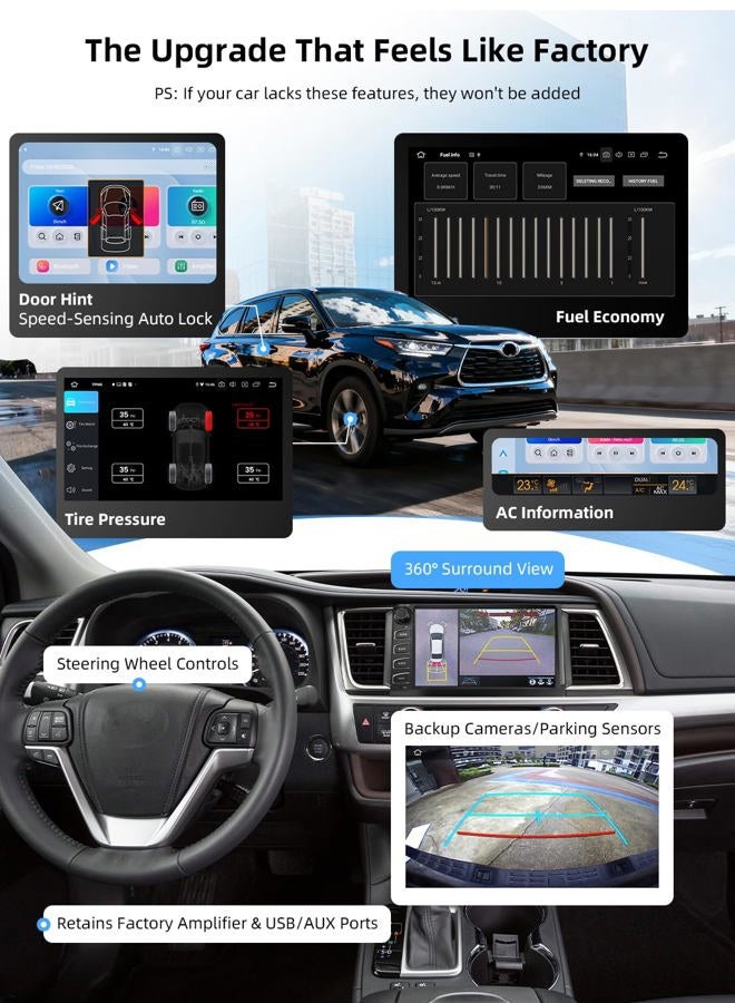 Dasaita 8GB+256GB Head Unit for Toyota Highlander 2015-2019, 10.2" Android 13 Car Stereo with Wireless Apple CarPlay & Android Auto, GPS Navigation, Physical Knobs & Buttons, Plug & Play - Image 3