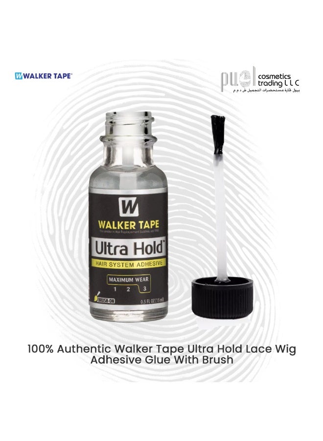 Walker Tape لاصق سائل فائق الثبات لأنظمة الشعر – 0.5 أونصة سائلة لاصق بالفرشاة – لاصق شعر قوي طويل الثبات – مقاوم للماء، يجف شفافًا، لاصق آمن للبشرة لباروكات الدانتيل، والتوبيهات، والإضافات - Image 2