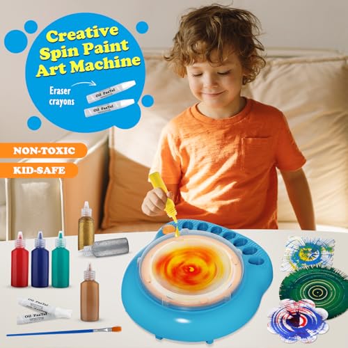 TingingYuli Spin Art Machine for Kids Paint Spinner Art Craft Kit with 36 Artboards 7 Colors Arts and Crafts Painting Set for Boys Girls Ages 412 Birthday Easter Gifts for 6 7 8 9 10 Year OldBlue - Image 5