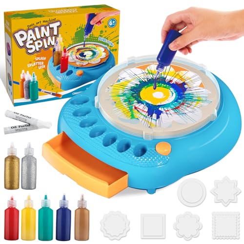 TingingYuli Spin Art Machine for Kids Paint Spinner Art Craft Kit with 36 Artboards 7 Colors Arts and Crafts Painting Set for Boys Girls Ages 412 Birthday Easter Gifts for 6 7 8 9 10 Year OldBlue - Image 1