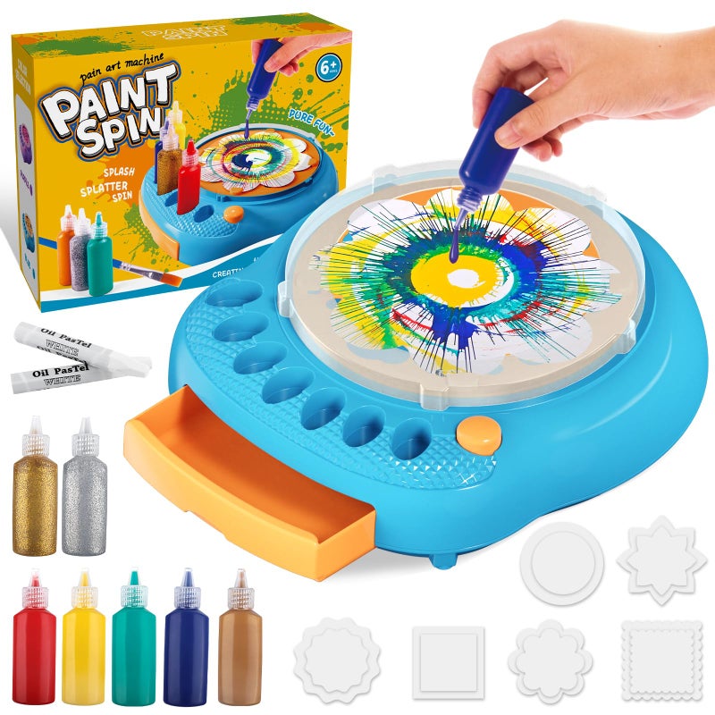 TingingYuli Spin Art Machine for Kids Paint Spinner Art Craft Kit with 36 Artboards 7 Colors Arts and Crafts Painting Set for Boys Girls Ages 412 Birthday Easter Gifts for 6 7 8 9 10 Year OldBlue - Image 2