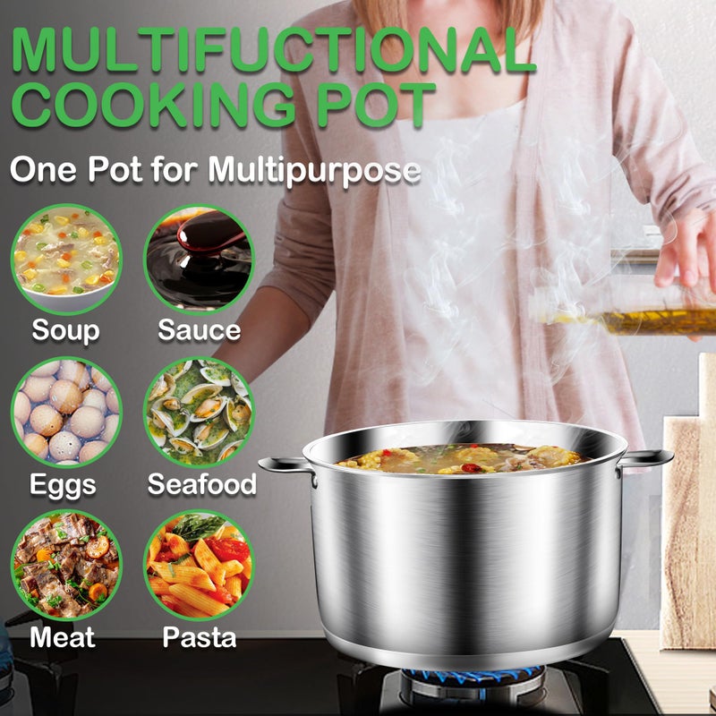 STOCKPOT Cooking Pot, Stainless Steel Stock Pot, Soup Pot with Glass Lid, Induction Pots - 6 Quart - Image 5