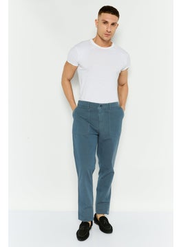 Robe Di Kappa Men Perfect Fit Solid Chino Pants, Blue Avio  - Image 4