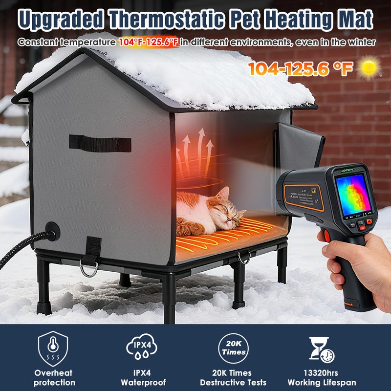 Qvamodo 6-Layer Heated Cat House, Ultra Sturdy Cat Houses for Outdoor Cats, 100% Waterproof 900D Oxford Fabric & Fully Insulated Weatherproof Heated Plush Pad for Outside Stray Barn Cat (Extra-Large) - Image 3