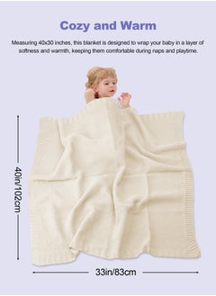 URbazaar Baby Blankets Knit Cable Babe Blanket Soft Airy Newborn Infant Receiving Swaddling Beige Neutral Crib Stroller 40"x30"  - Image 2