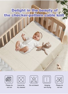 URbazaar Baby Blankets Knit Cable Babe Blanket Soft Airy Newborn Infant Receiving Swaddling Beige Neutral Crib Stroller 40"x30"  - Image 4