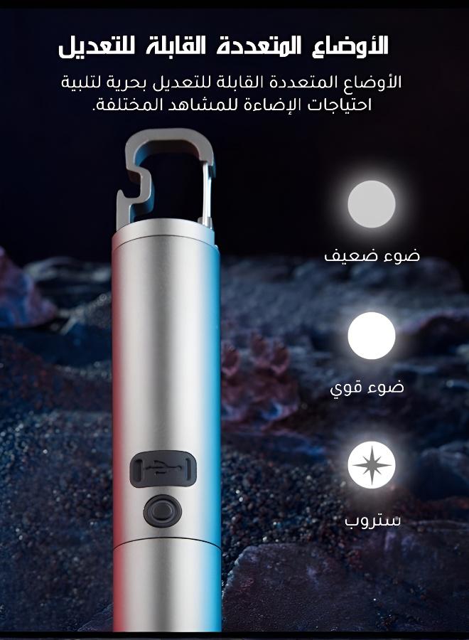 كشاف يدوي محمول بضوء أبيض عالي السطوع وتكبير تلسكوبي وخطاف تعليق - Image 2