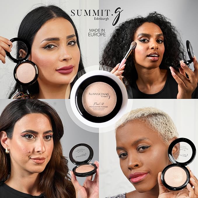Summit.G SUMMITg Pearl Lit Face Highlighter Powder Intensely Pigmented Shimmer Rich Glow Up Buildable Face Makeup MultiTone ParabenFree SulphateFree All Day Wear Multi Skin Tone Highlighter Powder Adults - Image 2