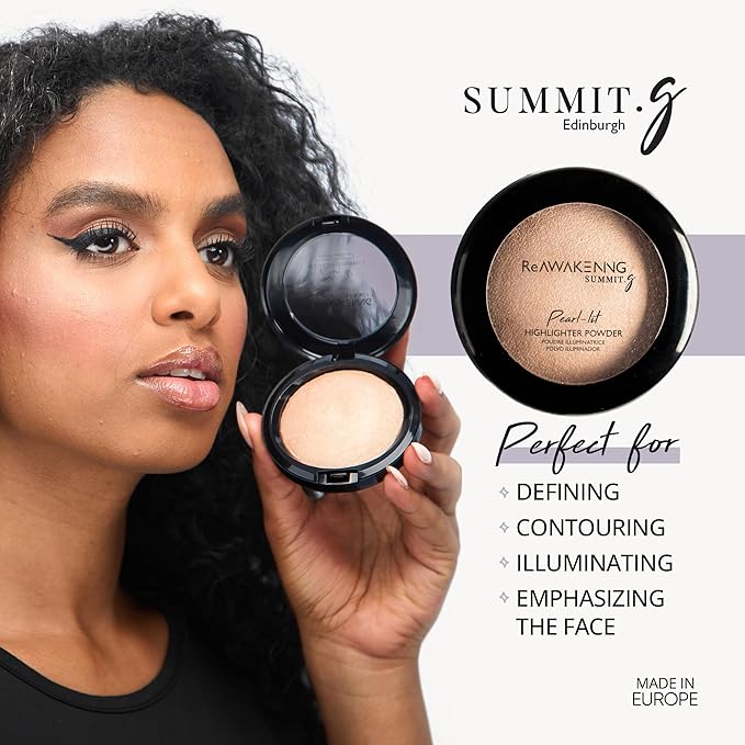 Summit.G SUMMITg Pearl Lit Face Highlighter Powder Intensely Pigmented Shimmer Rich Glow Up Buildable Face Makeup MultiTone ParabenFree SulphateFree All Day Wear Multi Skin Tone Highlighter Powder Adults - Image 4