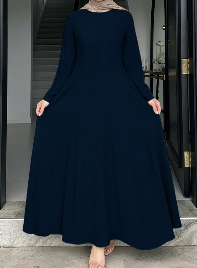 Take Two Navy Blue Long Sleeve A-Line Maxi Dress - Image 4