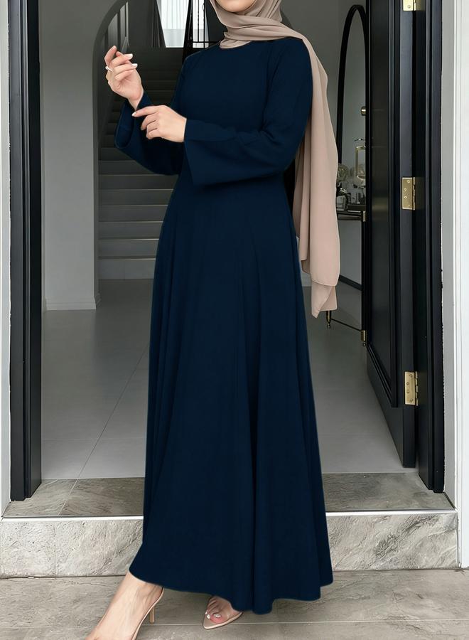 Take Two Navy Blue Long Sleeve A-Line Maxi Dress - Image 5