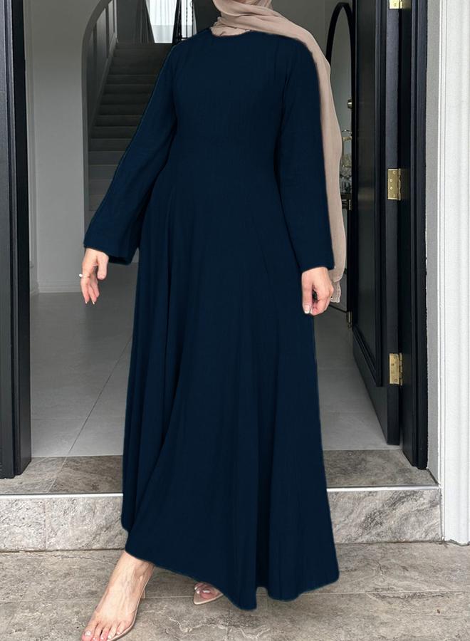 Take Two Navy Blue Long Sleeve A-Line Maxi Dress - Image 1