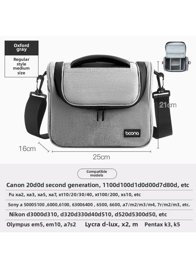 SLR Canon Digital Camera Bag Sony Micro Single Camera Bag Shoulder Crossbody Multi-function Camera Lens Bag EOS-Color:Camera Bag - Gray Medium - Image 1