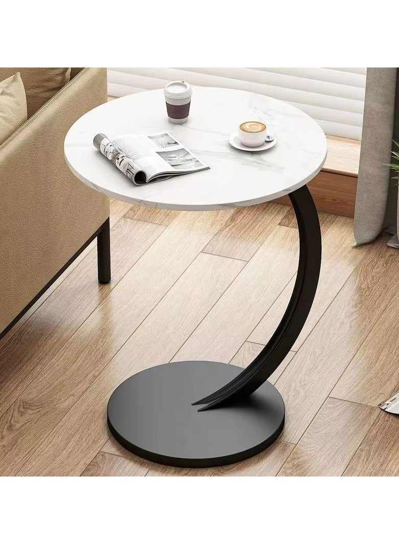 Modern Style Round Side Table C Shaped Coffee Table Living Room Sofa Side Table for Indoor Living Room Bedroom Office Outdoor Small Spaces