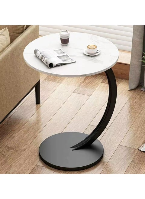 Modern Style Round Side Table C Shaped Coffee Table Living Room Sofa Side Table for Indoor Living Room Bedroom Office Outdoor Small Spaces