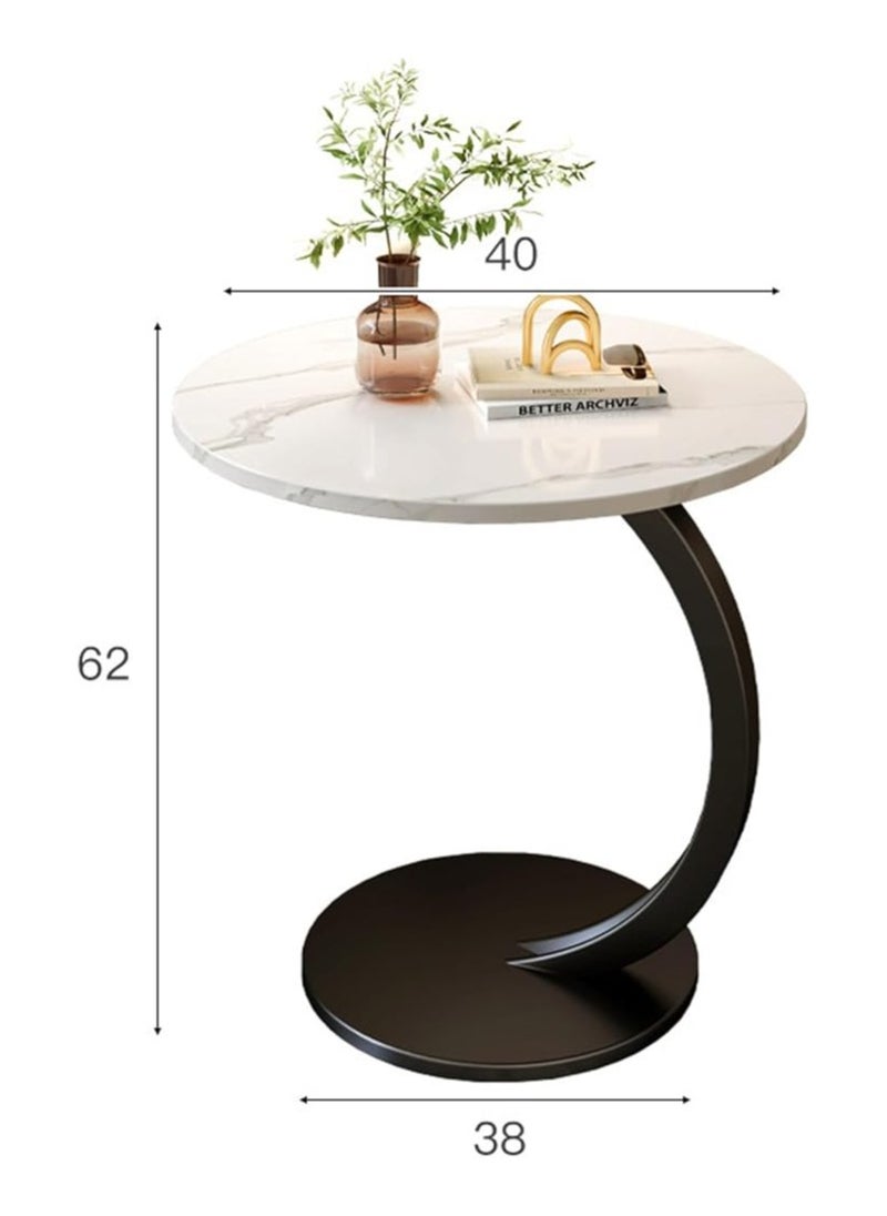 Modern Style Round Side Table C Shaped Coffee Table Living Room Sofa Side Table for Indoor Living Room Bedroom Office Outdoor Small Spaces