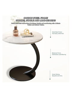 Organized Home Modern Style Round Side Table C Shaped Coffee Table Living Room Sofa Side Table for Indoor Living Room Bedroom Office Outdoor Small Spaces  - Image 3