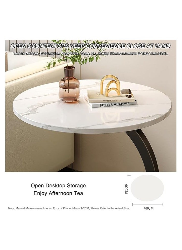 Modern Style Round Side Table C Shaped Coffee Table Living Room Sofa Side Table for Indoor Living Room Bedroom Office Outdoor Small Spaces