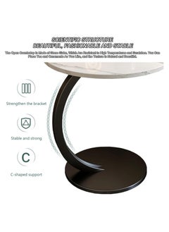 Organized Home Modern Style Round Side Table C Shaped Coffee Table Living Room Sofa Side Table for Indoor Living Room Bedroom Office Outdoor Small Spaces  - Image 4