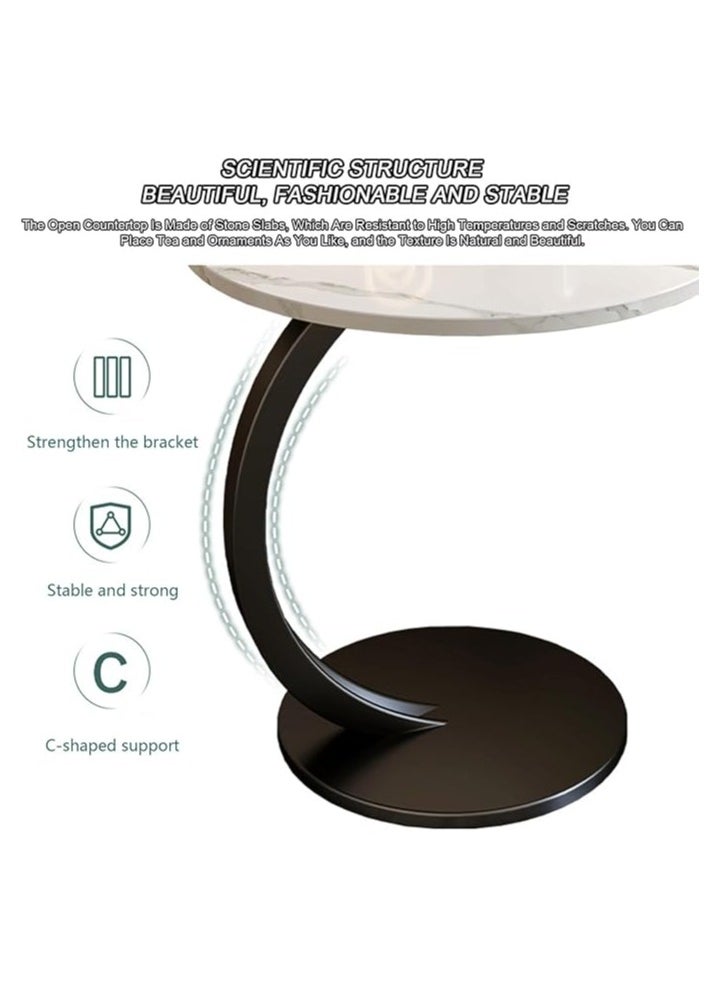 Modern Style Round Side Table C Shaped Coffee Table Living Room Sofa Side Table for Indoor Living Room Bedroom Office Outdoor Small Spaces