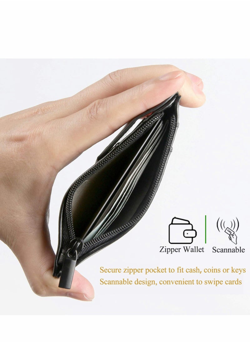 Excefore Badge Holder with Zipper PU Leather ID Card Wallet 1 Clear Window and 3 Slots Secure Cover Nylon Lanyard for Office School ID, Credit Cards, Driver Licence  - Image 5