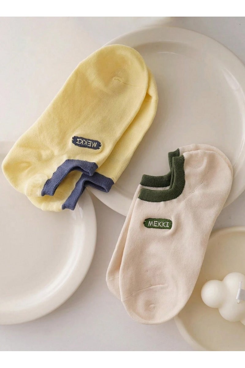 ميكن 7 أزواج من الجوارب النسائية القصيرة عند الكاحل بألوان سادة – قطن ناعم قابل للتنفس مع حافة ملونة وشعار جانبي للاستخدام اليومي - Image 5