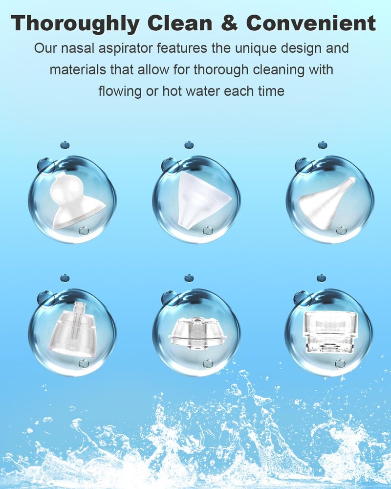 Aurofluvia Newborn Electric Nasal Aspirator, Newborn Nasal Aspirator, 5 Suction Levels and 3 Silicone Tips, with 8 Music and Relaxing Lights - Image 3