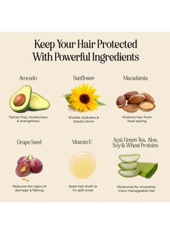 INH Heat Protection Spray | Thermal Protectant For Styling & Blow Drying | Detangler, Frizz Tamer & Shine Enhancer With Wheat Protein & Aloe Vera | 4 Fl Oz/120Ml  - Image 3