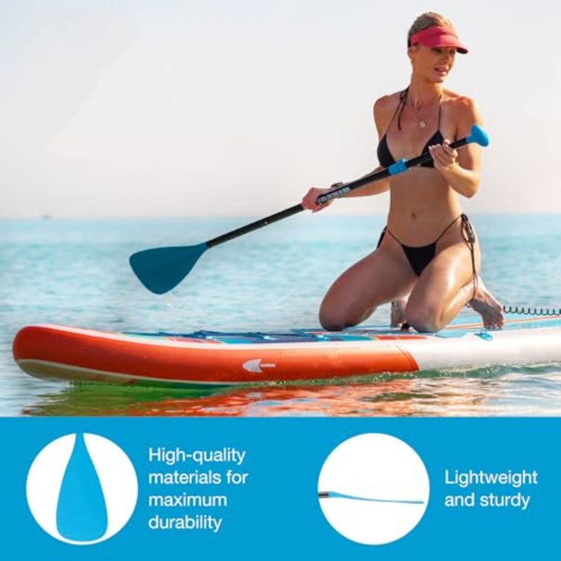 SUP Paddle 3-Piece 4-Piece Detachable Floating Board Paddleable Paddle Adjustable Kayak Paddle Durable Alloy Portable 2-Sided Paddle for Surfing, Home, Travel Black - Image 2