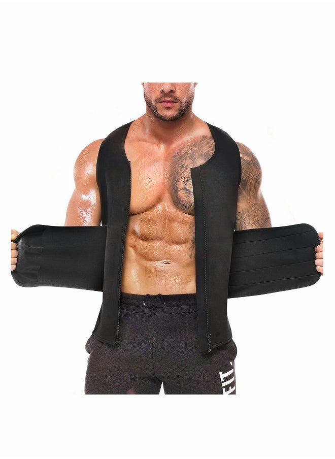 Generic Sauna Vest with Waist Trainer for Men, 2 in 1 Mens Abdomen Trainer Neoprene Slimming Workout Vest Shaper Promotes Healthy Sweat, Weight Loss, Lower Back Posture(Size: XXXL)  - Image 1