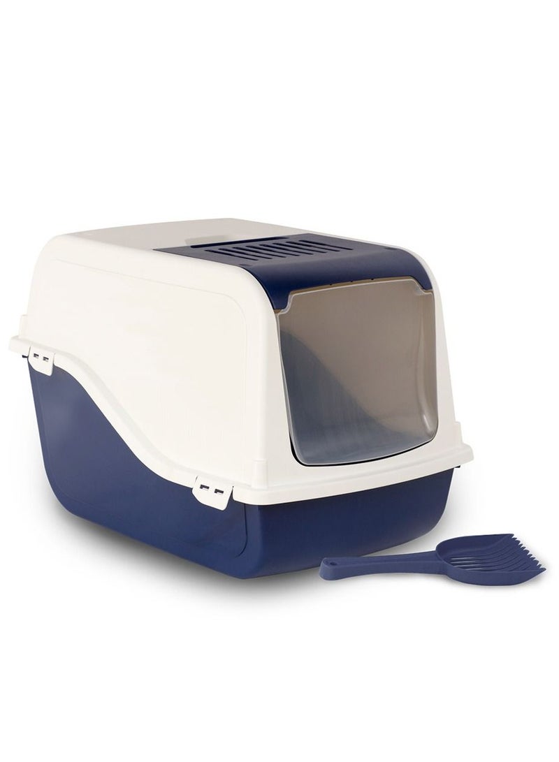 MP Bergamo Ariel Top Free Cat Litter Box With Scoop Blue 57x39x38Cm