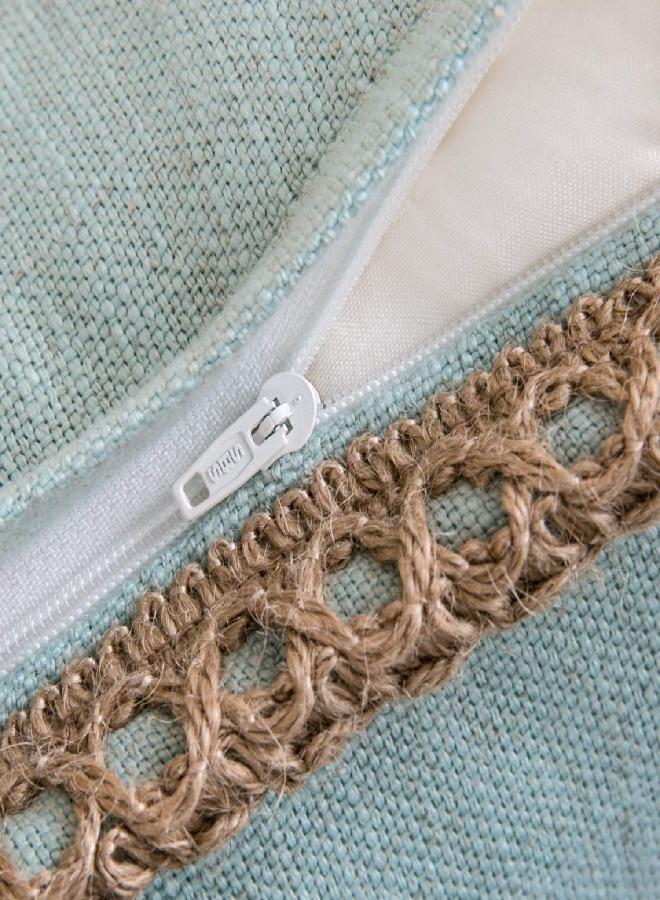 Phantoscope Phantoscope Pack of 2 Farmhouse Decorative Throw Pillow Covers Burlap Linen Trimmed Tailored Edges, Light Turquoise 26 x 26 inches, 65 x 65 cm - Image 3