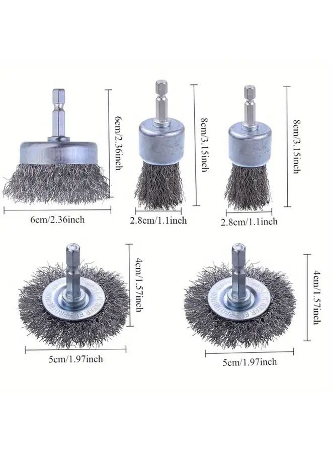 5pcs 1 4 Inch Hex Shank Carbon Steel Wire Cup Brush Set For Paint Rust Removal - Image 1