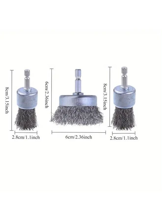 5pcs 1 4 Inch Hex Shank Carbon Steel Wire Cup Brush Set For Paint Rust Removal - Image 3