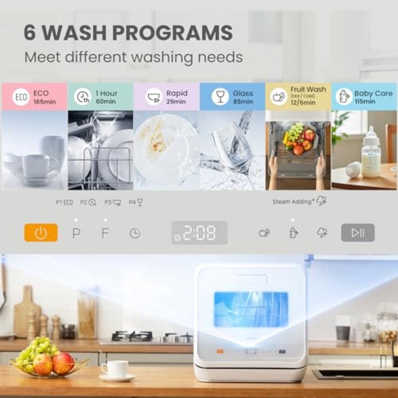 COMFEE' Mini Lite Dishwasher CDWMT201DW-UK - Image 3