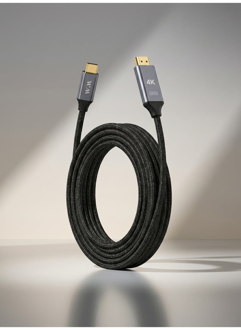 WELLMAX WM WELLMAX HDC803 USB-C to HDMI Cable 4K Ultra HD High-Speed Converter Cable for Laptop MacBook Smartphone TV Projector | Type-C to HDMI Adapter Cable | Plug & Play HDR Display Support - Image 2
