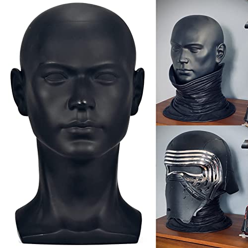 FanLin Male Mannequin Head Professional Manikin Head for Display Wigs Hats Headphone Mask Sunglasses Jewelry and Scravat Display Stand (Matte-Black) - Image 1