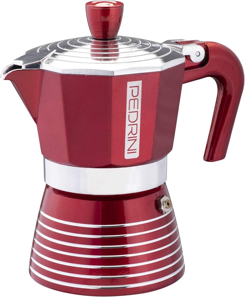 PEDRINI- Italy, Infinity Moka Pot 2 Cup Coffee Maker/Mocha Pot/Coffee Filter, Aluminium, Italian Made .(Passion Red, 2 Cup) - Image 5