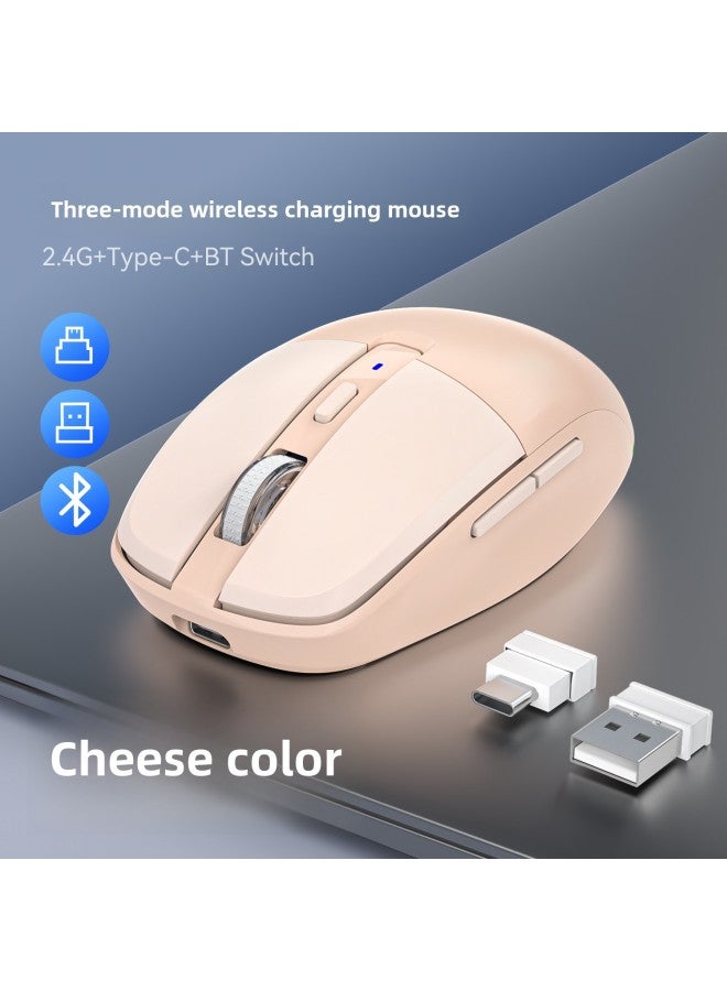 Girls Milk Color USB2.4G/type-c2.4G Bluetooth 5.1 Three-mode Wireless Mouse Mute Charging Mouse-Color:Black And Gray—three-mode Hardcover - Image 2