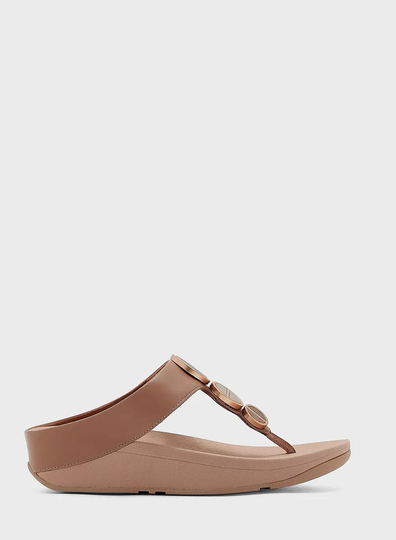 FitFlop Halo Metallic Trim Toe Post Sandals